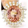 Image 1 : 15.01 CTW Natural Morganite 18K Solid Yellow Gold Diamond Ring