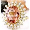 Image 2 : 15.01 CTW Natural Morganite 18K Solid Yellow Gold Diamond Ring