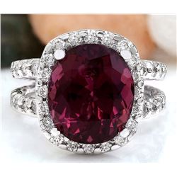 10.16 CTW Natural Tourmaline 18K Solid White Gold Diamond Ring