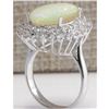 Image 3 : 5.86 CTW Natural Australian Opal And Diamond Ring In 14K Solid White Gold