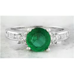 1.98 CTW Emerald 18K White Gold Diamond Ring