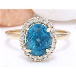 5.02 CTW Natural Zircon 18K Solid Yellow Gold Diamond Ring