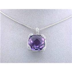 6073 14k White Gold Necklace with Amethyst and Diamonds