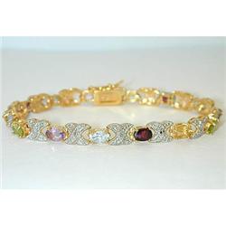 7883 Silver Multicolor Gemstones Bracelet