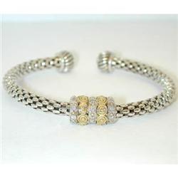 3066 Silver/14k Gold Diamond Bangle