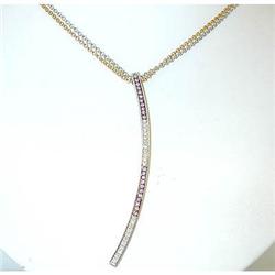 9076 18K 2 Tone Gold Necklace w/ Pendant