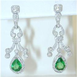 2480 18K White Gold Tsavorite Earrings w/Diamonds