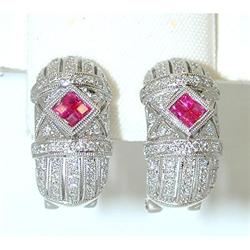 4138 14KW Gold Diamond Earrings w/Ruby