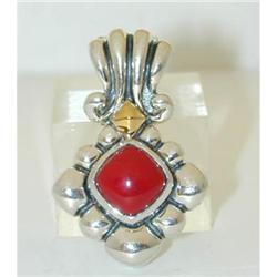 3881 BJC Silver/14k Gold Coral Pendant