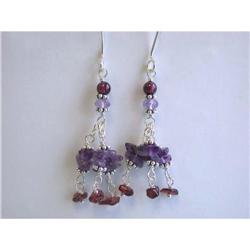 2289 Dangling Silver, Garnet, Ruby/ Amethyst Earrings