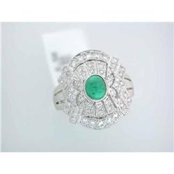 2299 18k White Gold Ring with Diamonds and Emerald