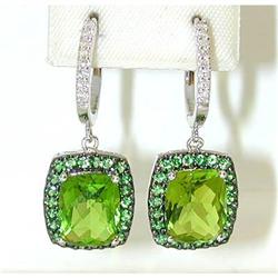 2314 EFJ 18KW Gold Earrings w/Tsavorite/Diamonds