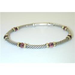 2318 David Yurman Silver/14K Gold Bracelet w/Tourmaline