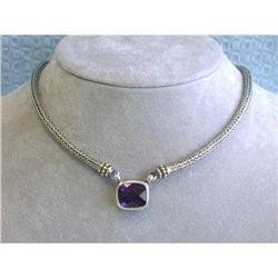 2319 Silver Necklace with Gold and Amethyst