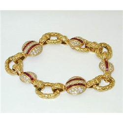 2324 VCA 18K Gold Bracelet w/ Diamonds/ Ruby