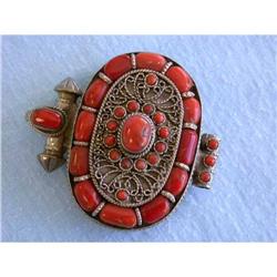 4463 Vintage Trinket Box in Silver and Coral