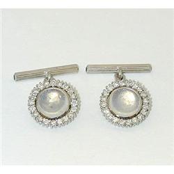 4512 18KW Gold Cufflinks w/ MoonStones/ Diamonds