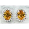 Image 1 : 3.90 CTW Citrine 18K White Gold Diamond Earrings