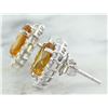 Image 3 : 3.90 CTW Citrine 18K White Gold Diamond Earrings