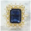 Image 1 : 7.03 CTW Sapphire 18K Yellow Gold Diamond Ring