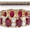 Image 3 : 8.07 CTW Natural Red Ruby Diamond Ring 14K Solid Yellow Gold
