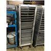 Image 1 : ALUMINUM 38 BAY COMMERCIAL MOBILE BAKERS RACK WITH 32 COMMERCIAL BAKING SHEETS & PLASTIC COVER