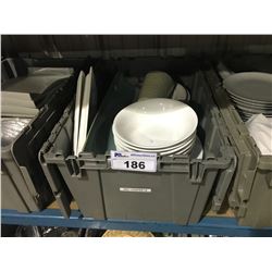 BIN OF ASSORTED WHITE COMMERCIAL DISHWARE ( BIN NOT INCLUDED )