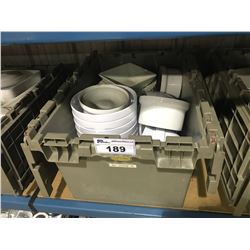 BIN OF ASSORTED WHITE COMMERCIAL DISHWARE ( BIN NOT INCLUDED )