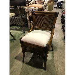 RATANA WALNUT FRAMED WOODEN PADDED BREAKFAST OUTDOOR PATIO SIDE CHAIR