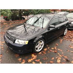 2003 AUDI A4, 4DR SEDAN, BLACK, VIN # WAUVC68E53A124468, 261,134KMS, GAS, 1.8TURBO, MANUAL