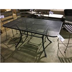 DARK GREY METAL 57" X 35" MESH TOP PATIO TABLE