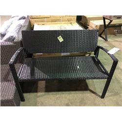 PATIOFLARE BLACK RATTAN JACKIE KD OUTDOOR PATIO BENCH