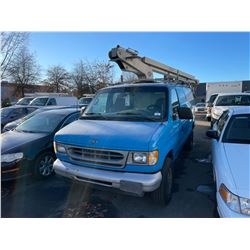 2001 FORD E-350, 4DR CARGO VAN, BLUE, VIN # 1FTSE34L81HA92140