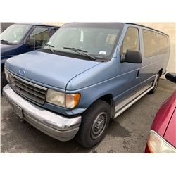 1993 FORD E-350 XLT, 10 PASS VAN, BLUE, VIN # 1FBJ531H6PHA81705