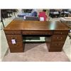 Image 1 : 60"W X 27"D X 30"H DARK WOOD 7 DRAWER EXECUTIVE DESK