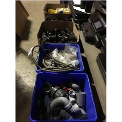 5 BOXES OF ASSORTED FITTINGS, AND VALVES