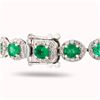 Image 2 : 7.50 ctw Emerald and 2.42 ctw Diamond 18K White Gold Bracelet
