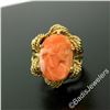 Image 2 : Vintage 14kt Yellow Gold Carved Coral Cameo Solitaire Ring