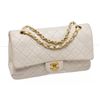 Image 1 : Chanel Chanel White Lambskin Leather Classic Medium Double Flap Bag
