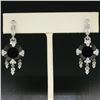 Image 2 : 14k White Gold 11.2 ctw Round Garnet Dangle Earrings w/ Brilliant Diamond Accent