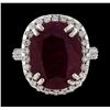 Image 2 : 8.28 ctw Ruby and Diamond Ring - 14KT White Gold