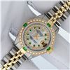 Image 2 : Rolex Ladies 2 Tone MOP Diamond & Emerald Datejust Wristwatch With Rolex Box