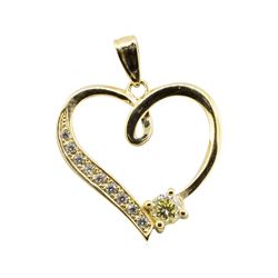 0.37 ctw Diamond Heart Shaped Pendant -14KT Yellow Gold