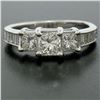 Image 2 : 14k White Gold 1.45 ctw 3 Princess Diamond Engagement Ring w/ Baguette Accents