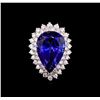 Image 2 : 14KT White Gold GIA Certified 24.90 ctw Tanzanite and Diamond Ring