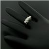 Image 7 : 14K White Gold 0.40 ctw High Bar Set Round Brilliant Cut Diamond Band Ring Sz 6.