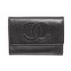 Image 2 : Chanel Black Caviar Leather Timeless Compact Wallet