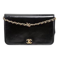 Chanel Black Patent Leather Small Chain Shoulder Bag