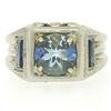 Image 1 : Antique Art Deco 18kt White Gold 1.25 ctw Aquamarine and Diamond Ring