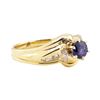 Image 1 : 0.93 ctw Blue Sapphire and Diamond Ring Set - 14KT Yellow Gold
